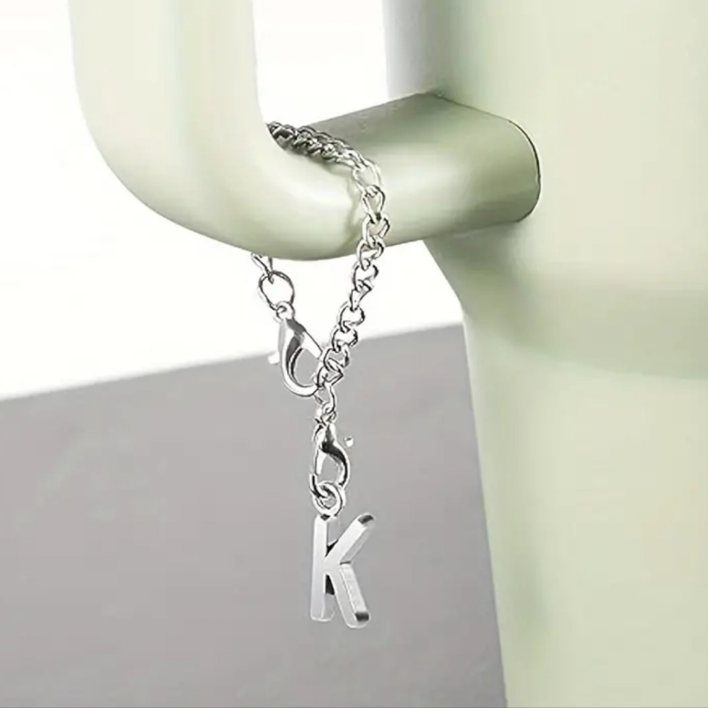 K Alphabet Letter Charm Accessories Stanley Cup ID Name Initial Letter silver